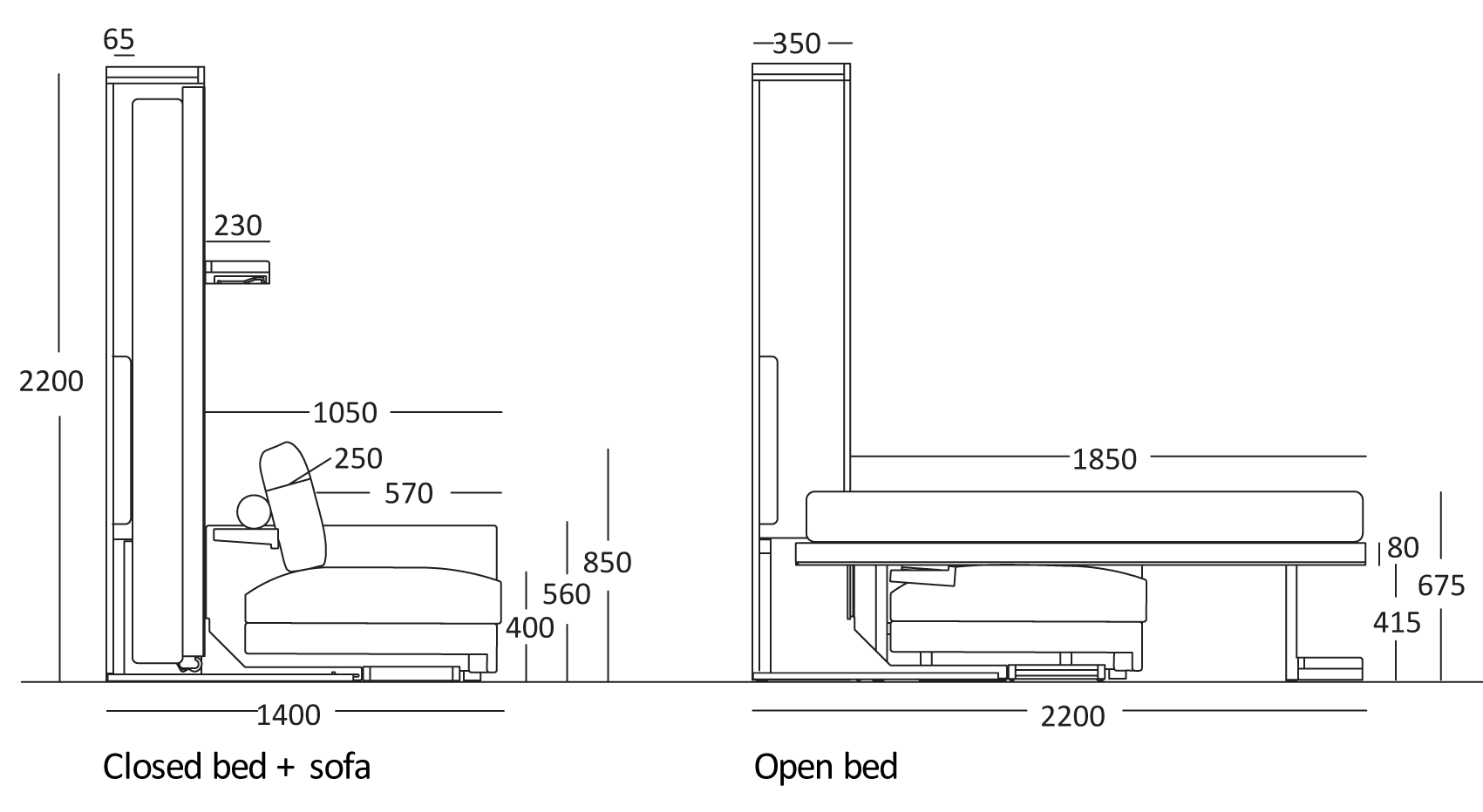 Opklapbed Tango Afmetingen 8